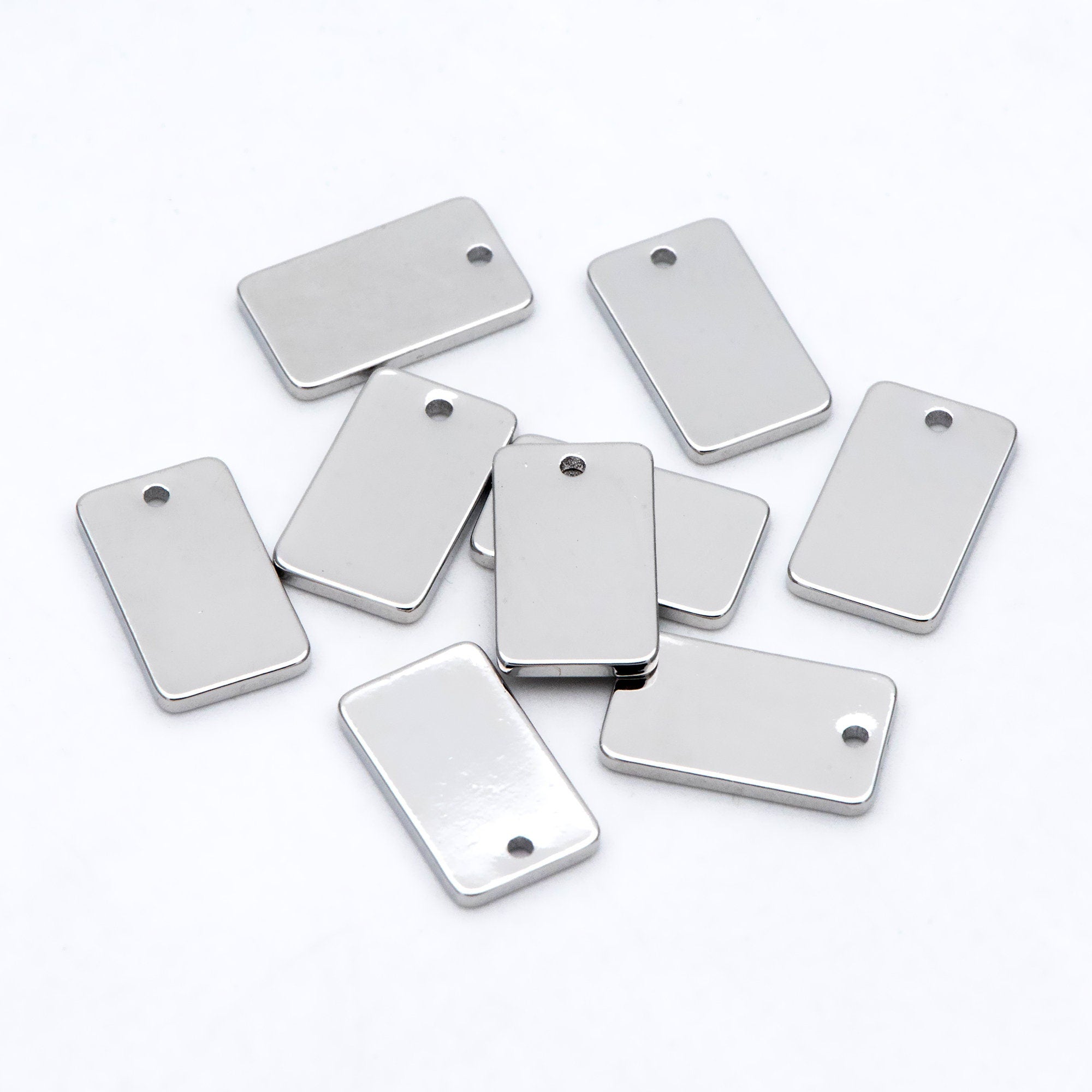 10pcs Gold/ Silver/ Rose Gold Rectangle Charms, Gold/ Rhodium plated Brass Flat Rectangle Pendants 12x7mm, Geometric Bar Charms (GB-2245)